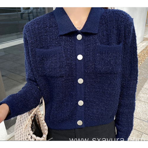 Female Autumn and Winter Thick Sweater Elegant small fragrance short knitted cardigan Manufactory